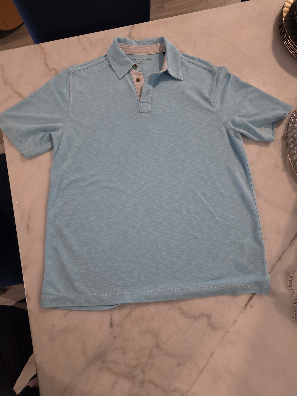 Sable & Stone Luxury Modal Blend Resort Polo Shirt Light Blue Men's Medium M